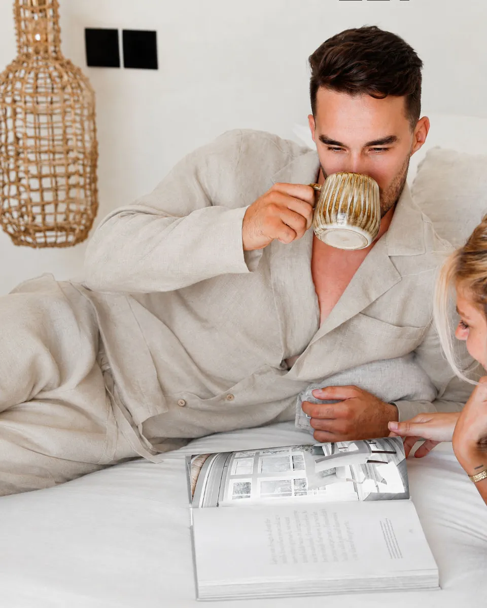 Men's linen pajama set VIGO in Natural flax 5