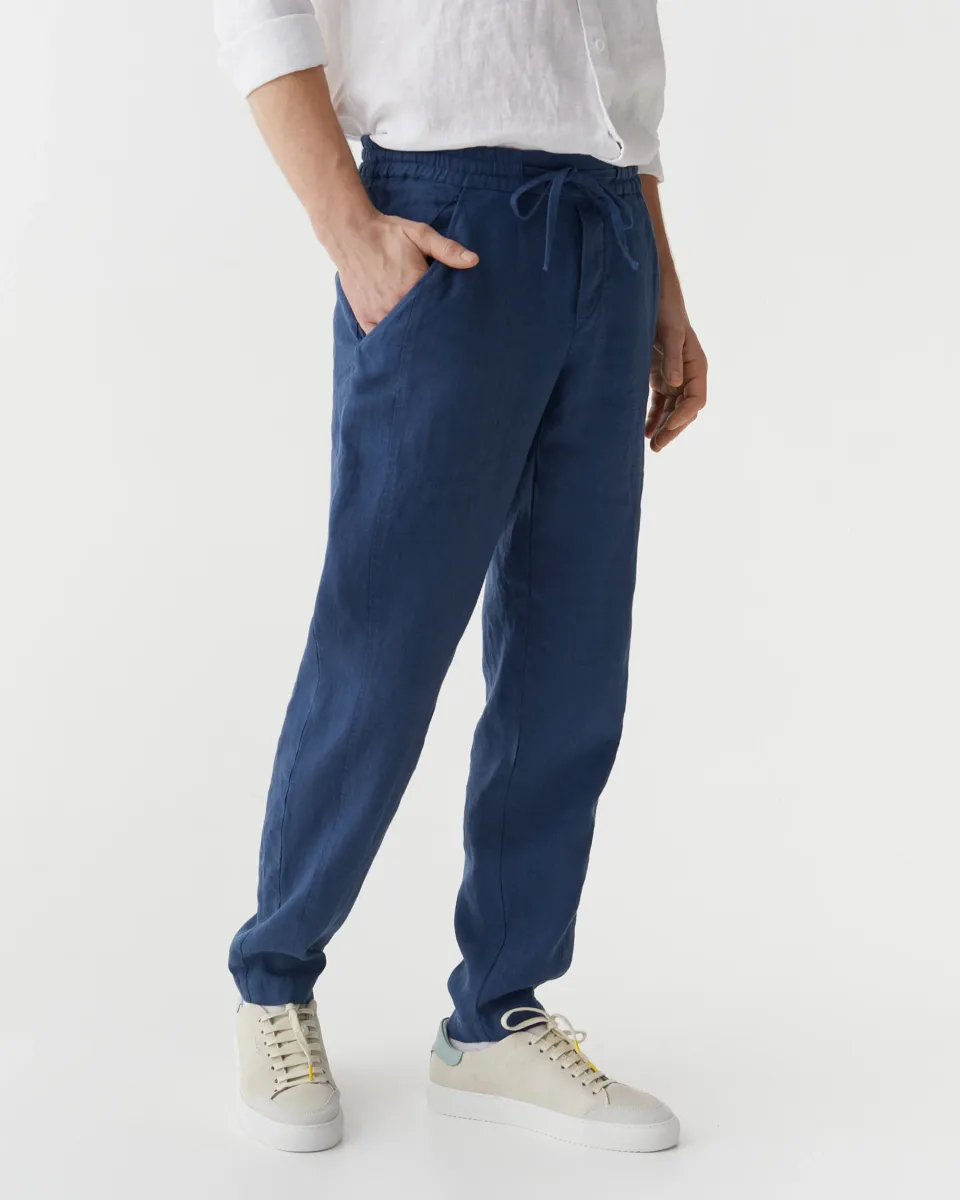 Men's Linen Pants BREMER in Deep navy blue 5