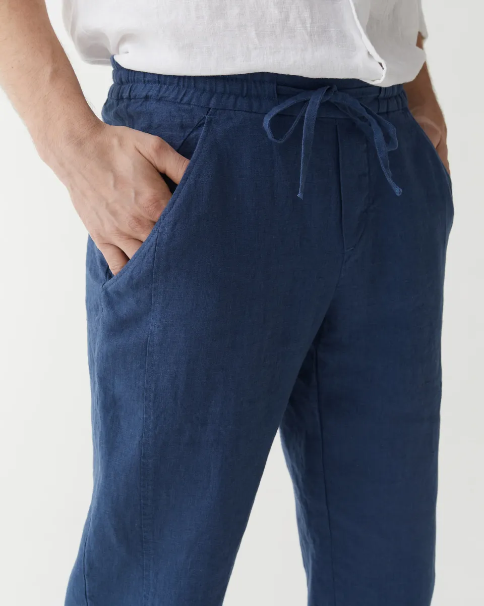 Men's Linen Pants BREMER in Deep navy blue 6