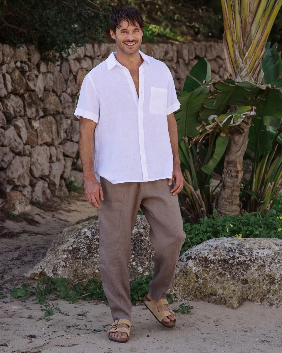 Men's linen pants TRUCKEE in Deep taupe