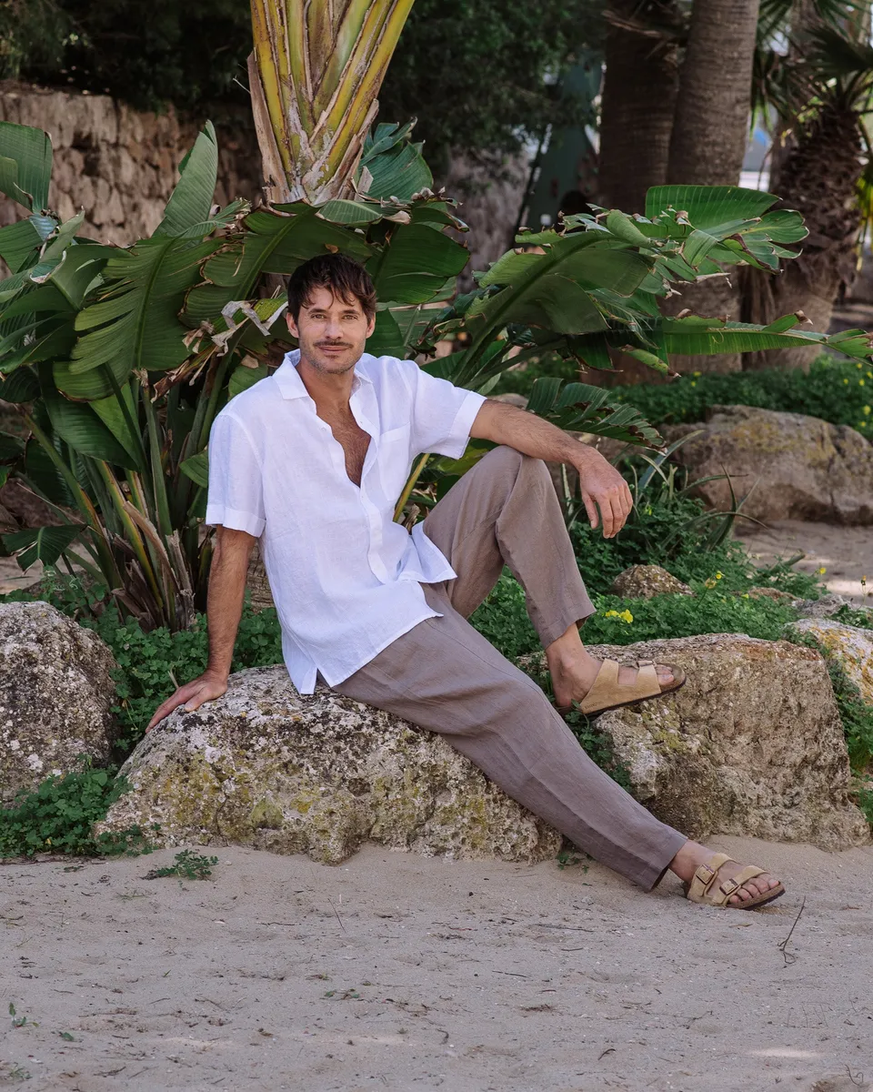 Men's linen pants TRUCKEE in Deep taupe 2