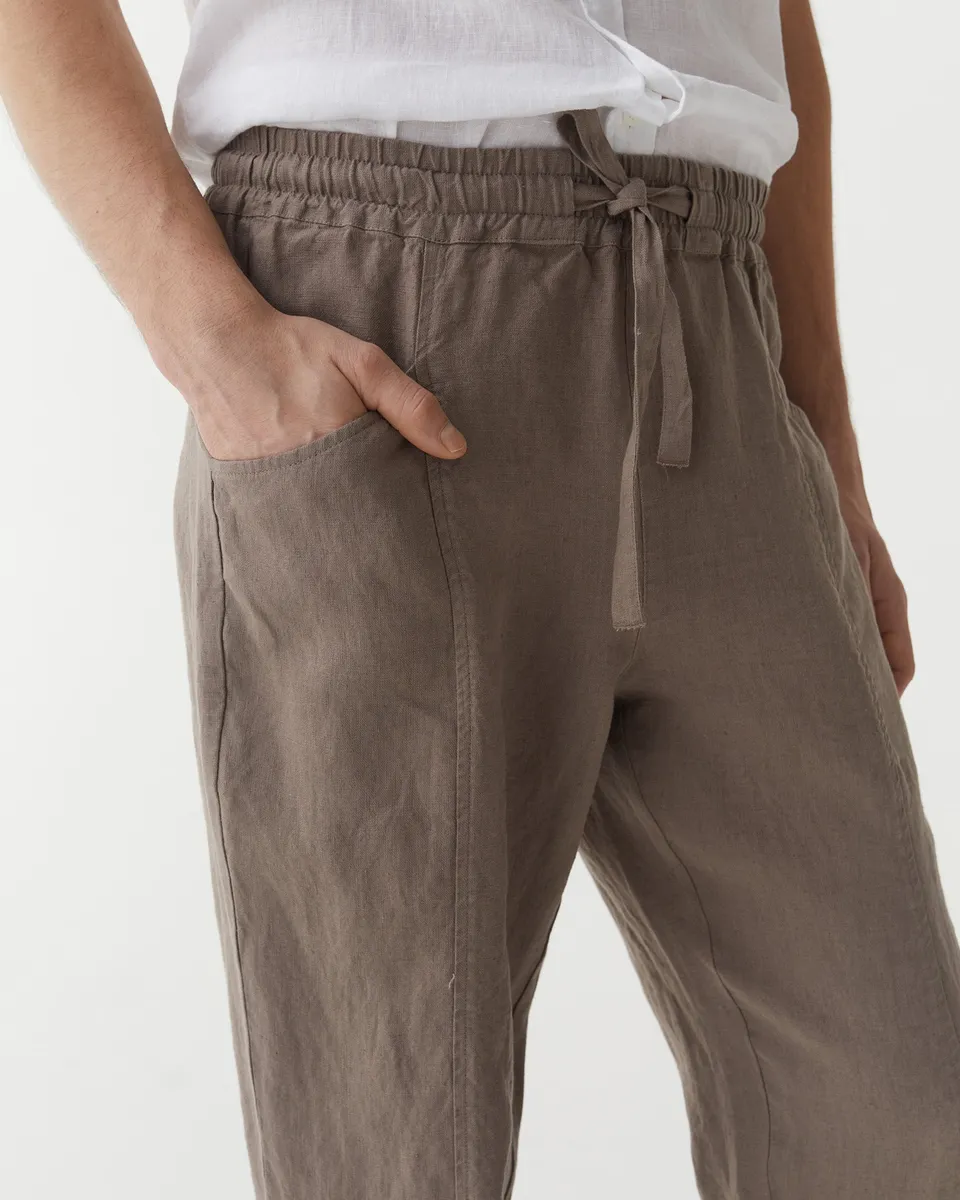 Men's linen pants TRUCKEE in Deep taupe 4