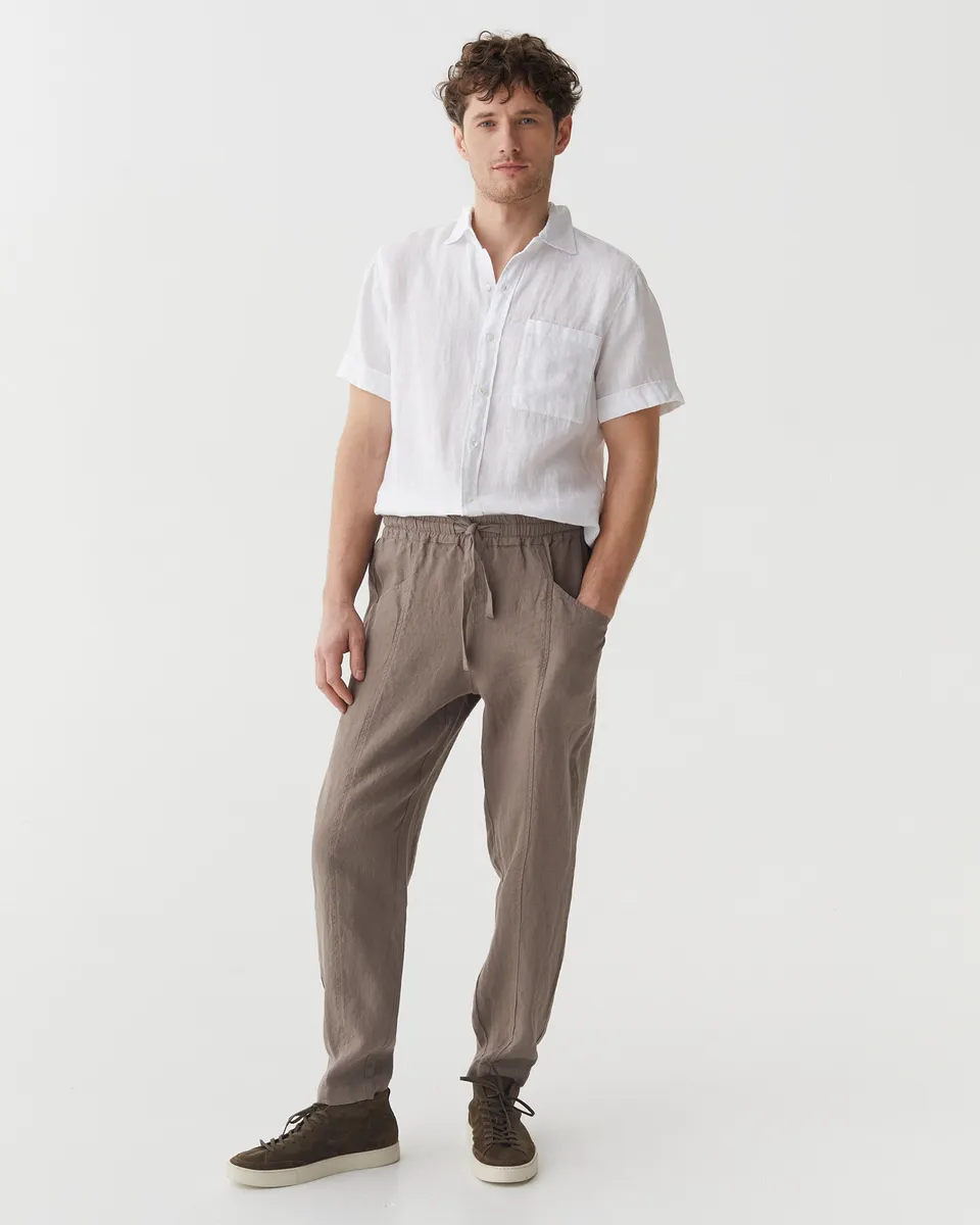 Men's linen pants TRUCKEE in Deep taupe 5
