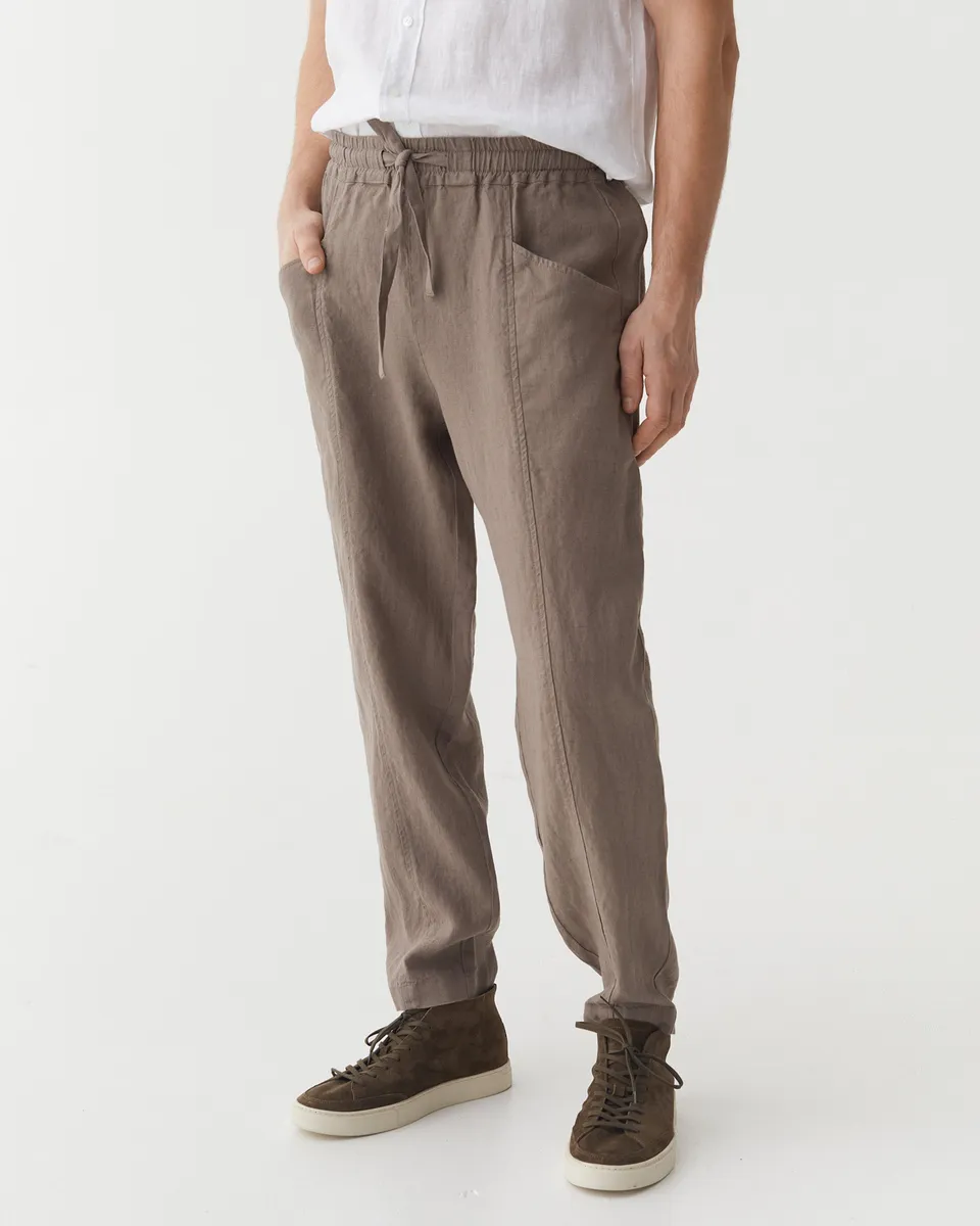 Men's linen pants TRUCKEE in Deep taupe 6