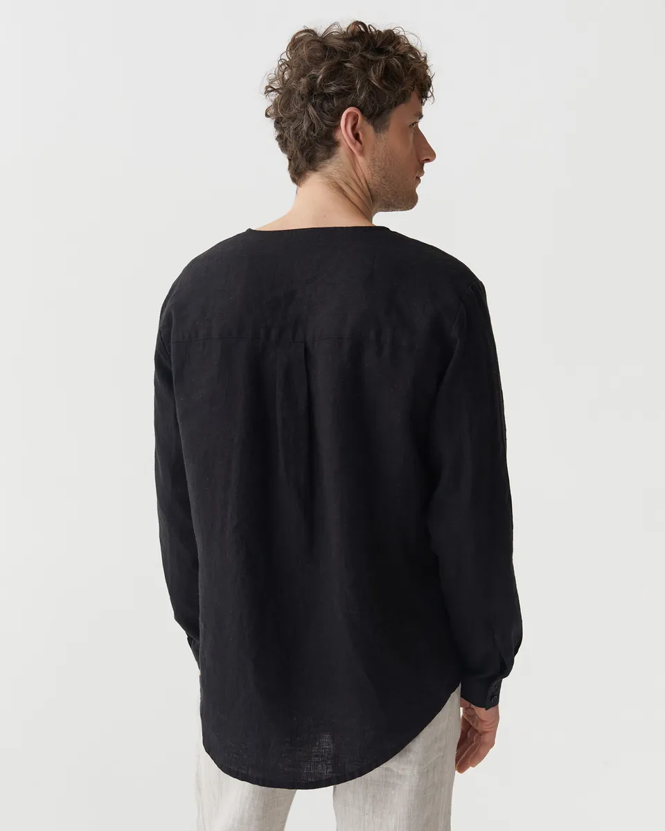 Men's Linen Shirt BEDARRA in Black 2