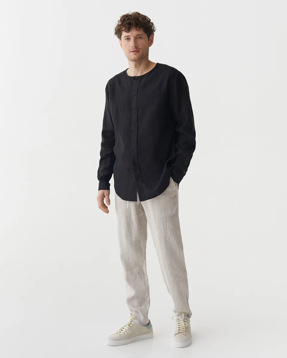 Men's Linen Shirt BEDARRA in Black 3