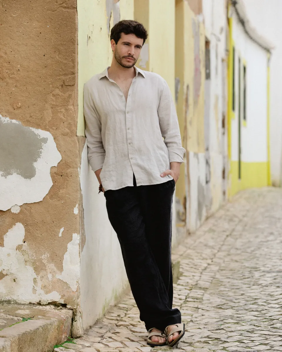 Men's Linen Shirt CHICAGO in Natural flax 2