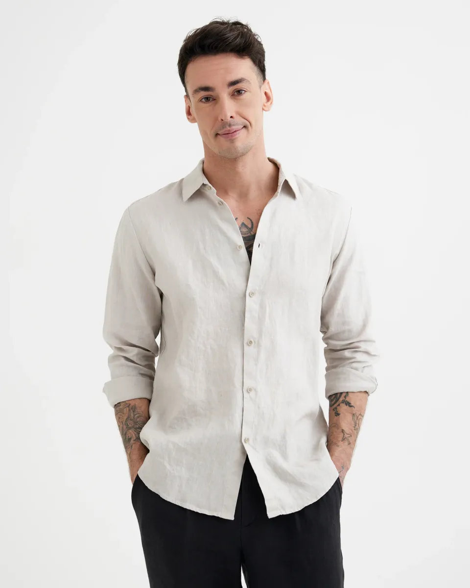 Men's Linen Shirt CHICAGO in Natural flax 3