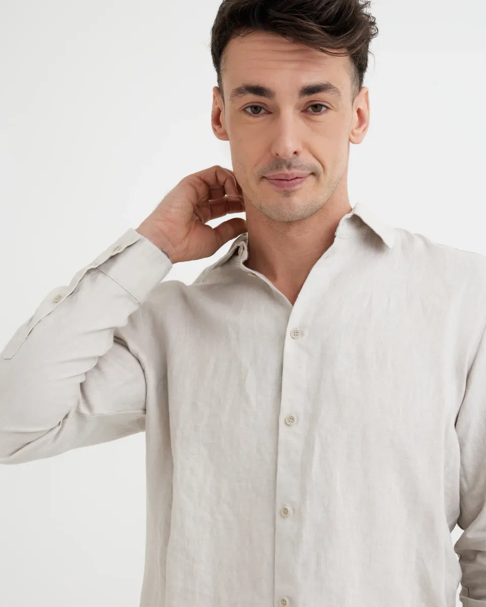 Men's Linen Shirt CHICAGO in Natural flax 4