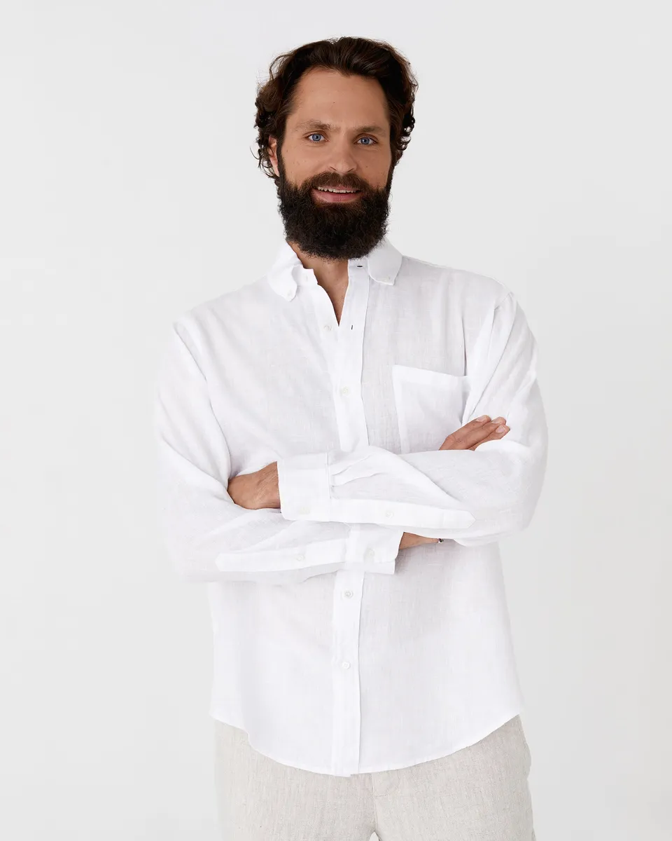 Men's linen shirt PERUGIA in White 3