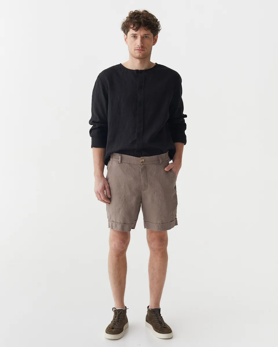 Men's Linen Shorts FAROE in Deep taupe 5