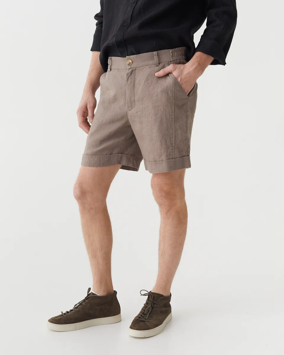 Men's Linen Shorts FAROE in Deep taupe 6