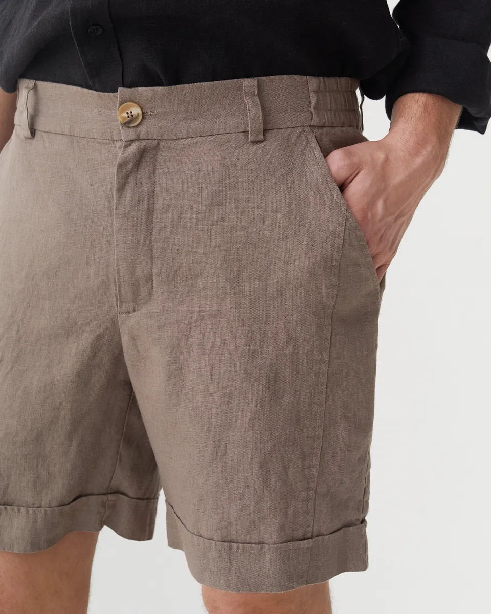 Men's Linen Shorts FAROE in Deep taupe 8