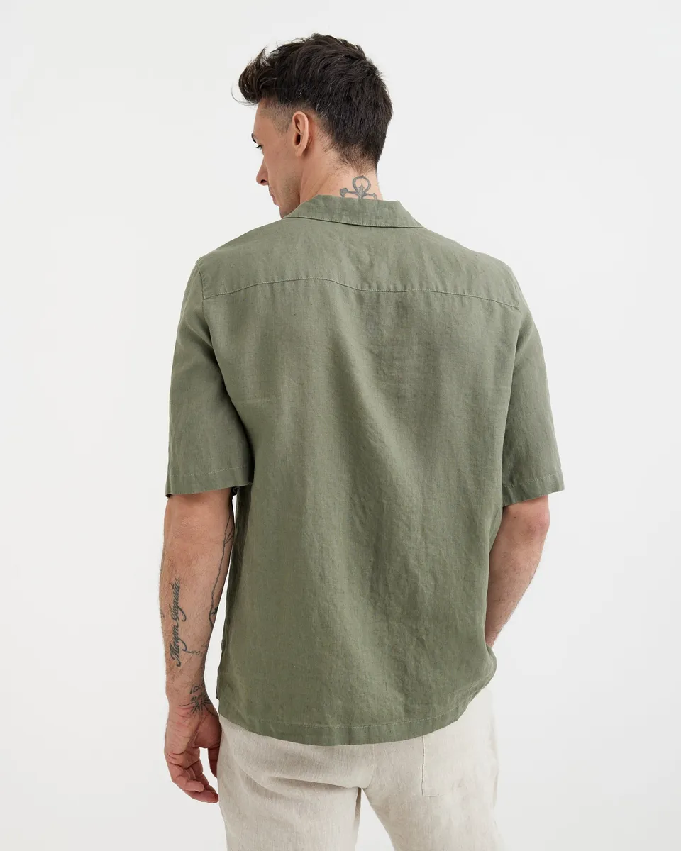 Men's Short Sleeve Linen Shirt KEY WEST in Mist green 5