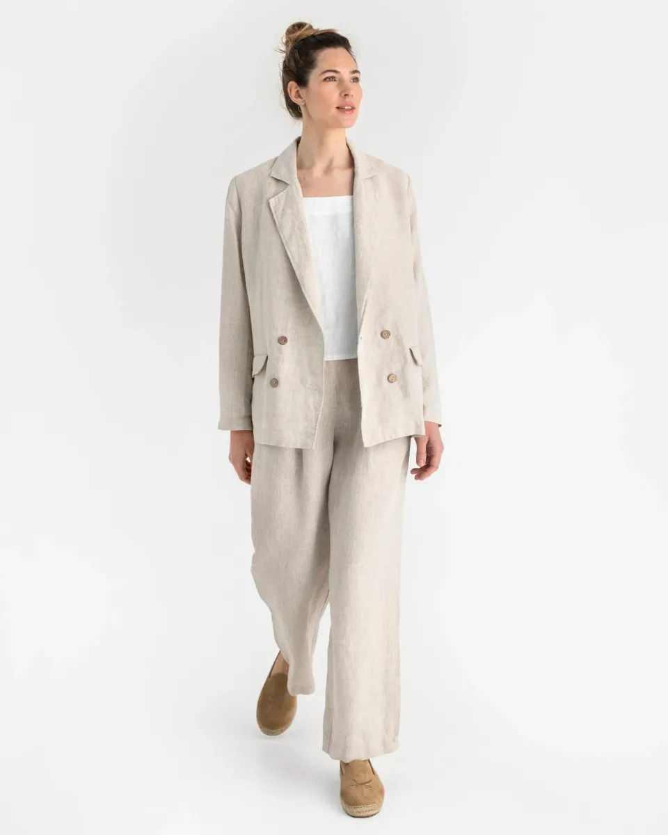 Oversized linen blazer HEBER in Natural melange 2