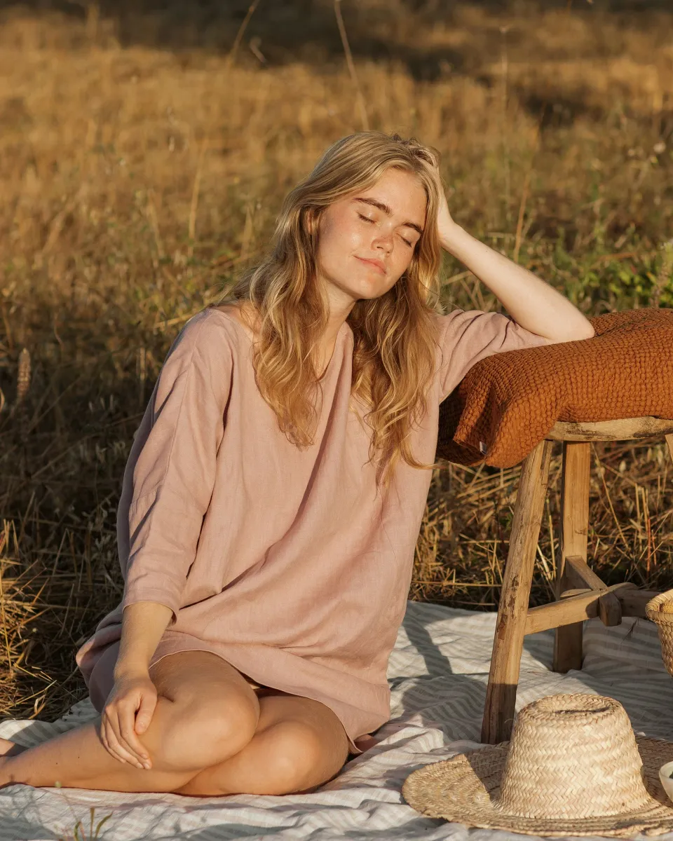 Relaxed fit linen dress ARUBA in Woodrose 2