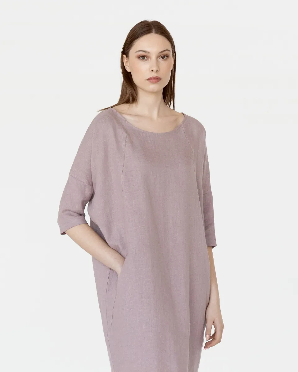 Relaxed fit linen dress ARUBA in Woodrose 3