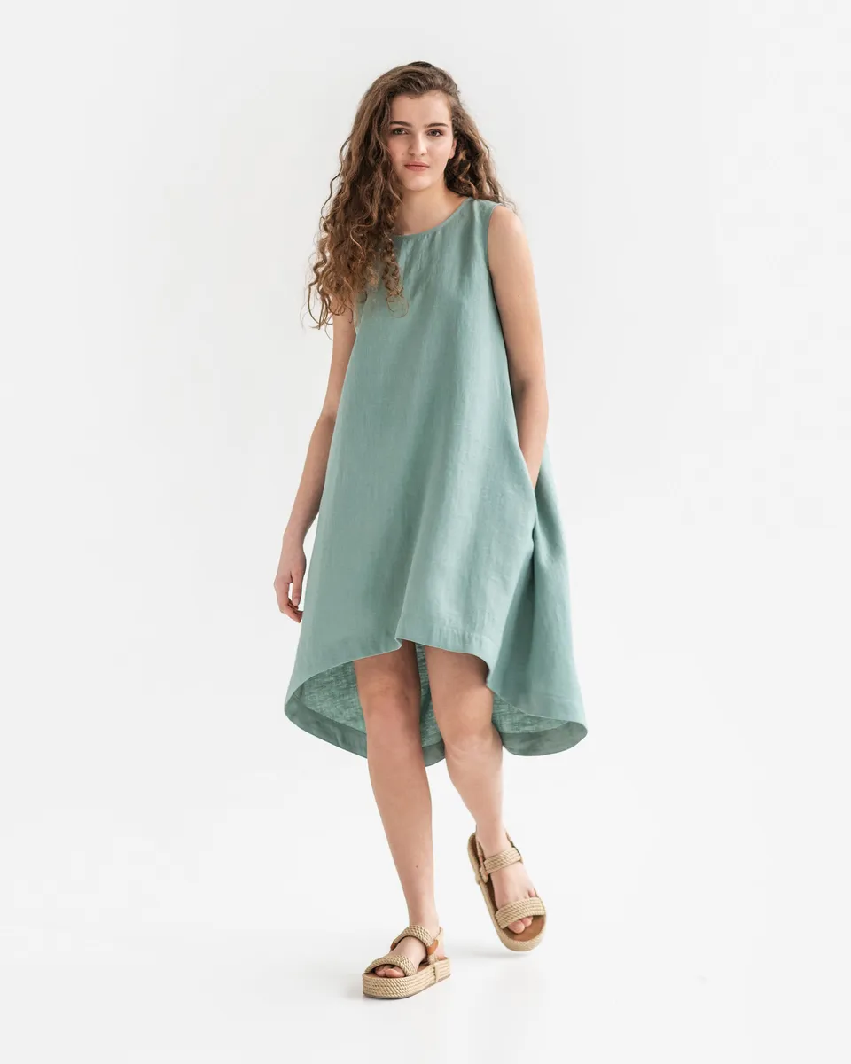Royal TOSCANA linen dress in Teal blue 3