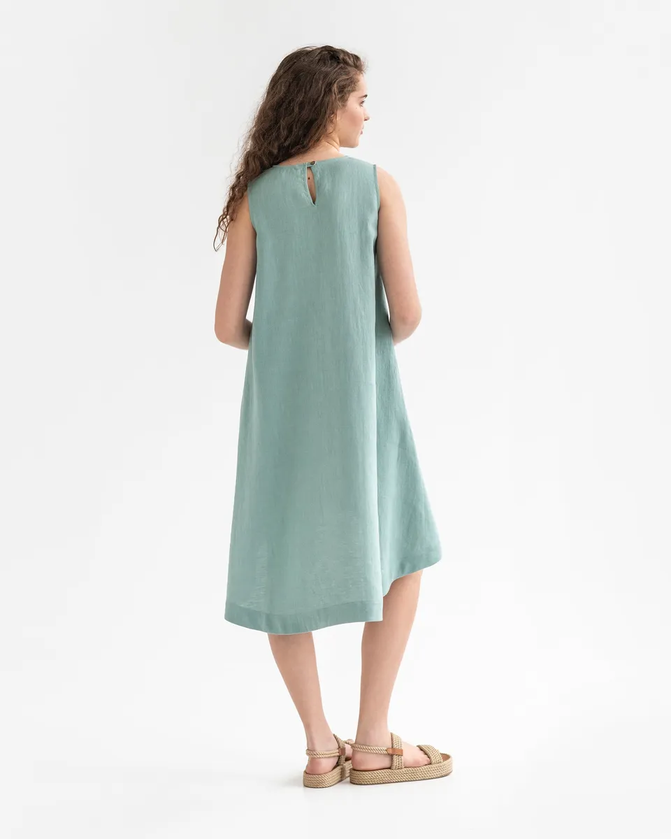 Royal TOSCANA linen dress in Teal blue 5