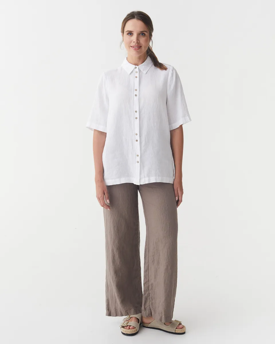 Short Sleeve Linen Shirt LOIRE in White 2