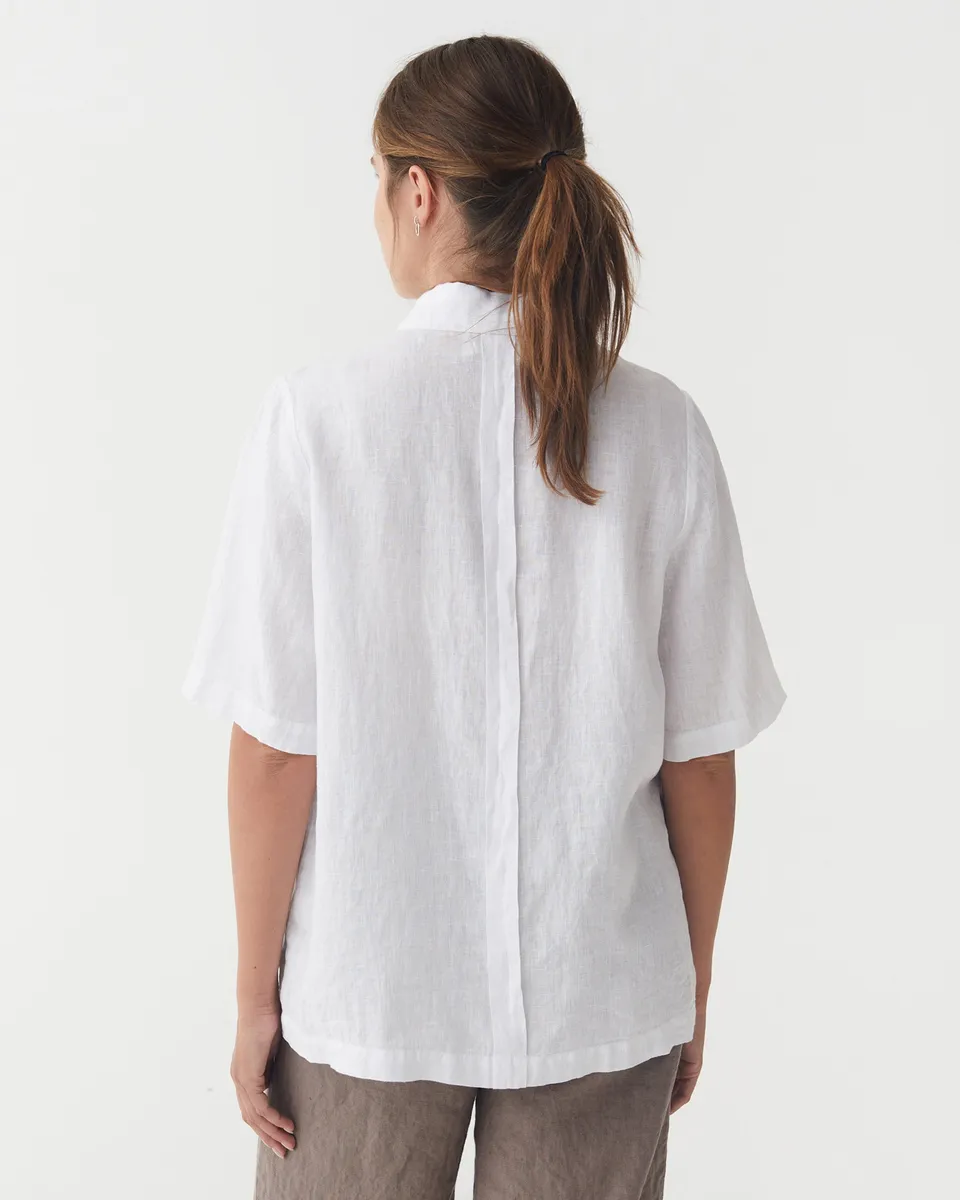 Short Sleeve Linen Shirt LOIRE in White 3