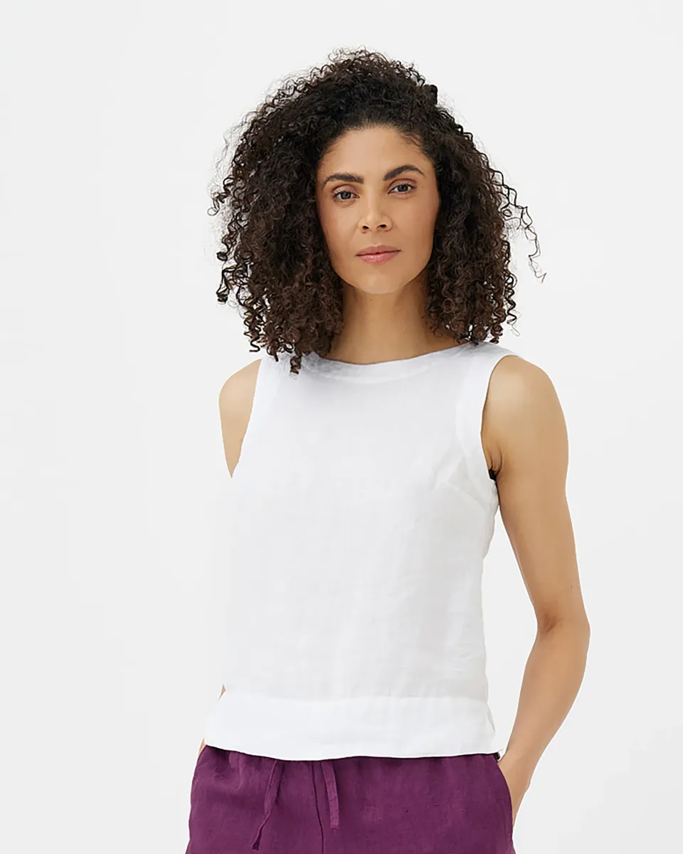 Sleeveless Linen Top GENEVA in White 4