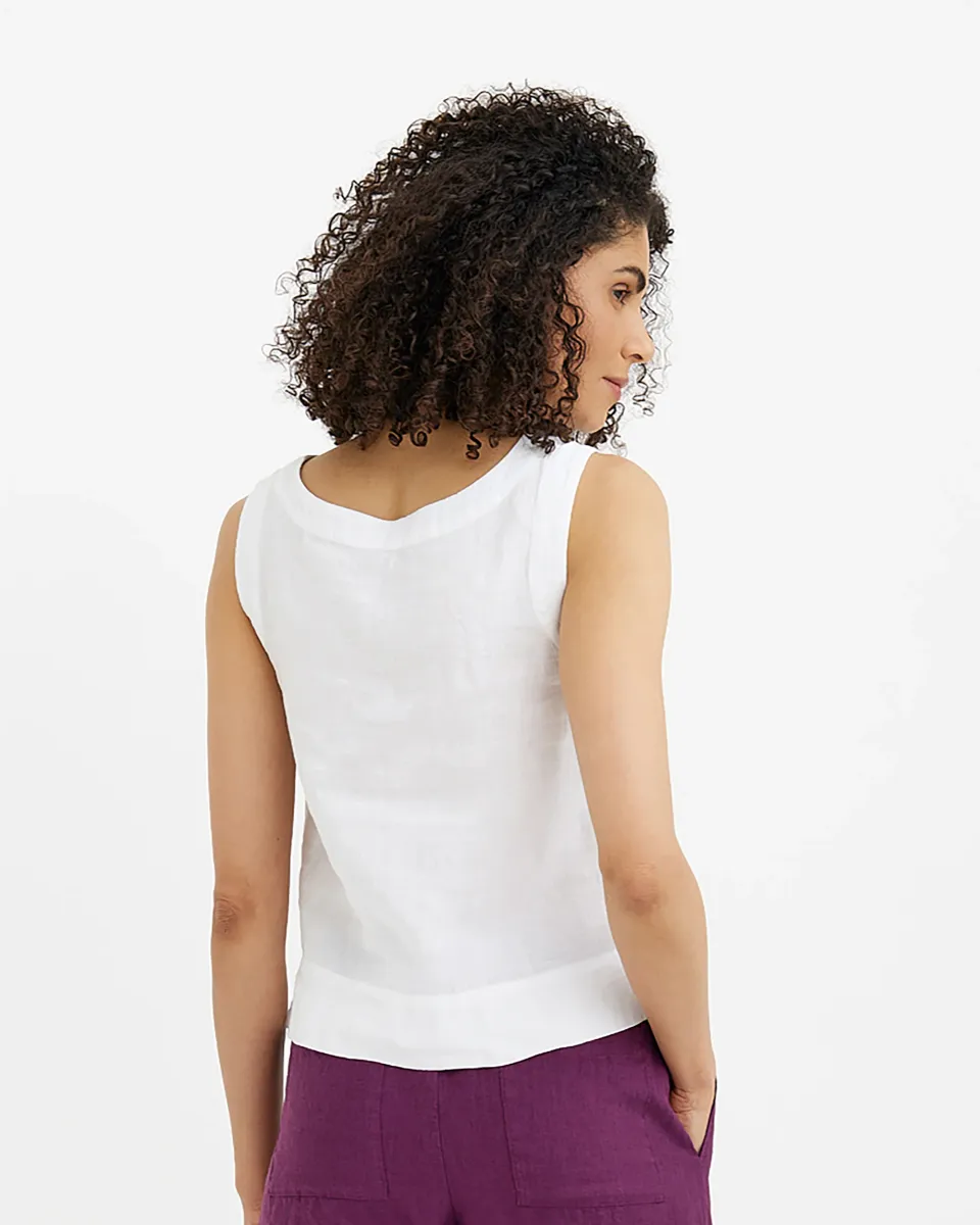 Sleeveless Linen Top GENEVA in White 5