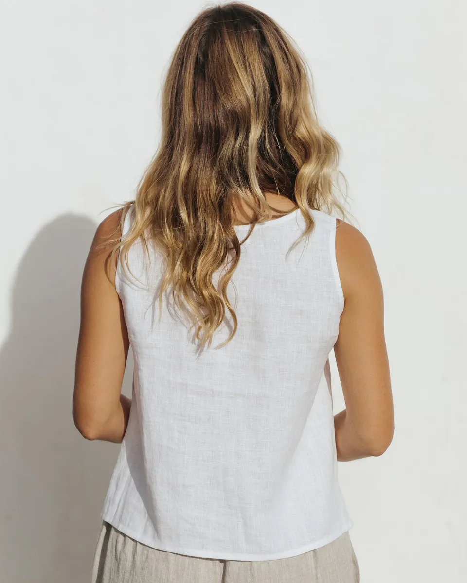 Sleeveless linen top SILAY in White 7