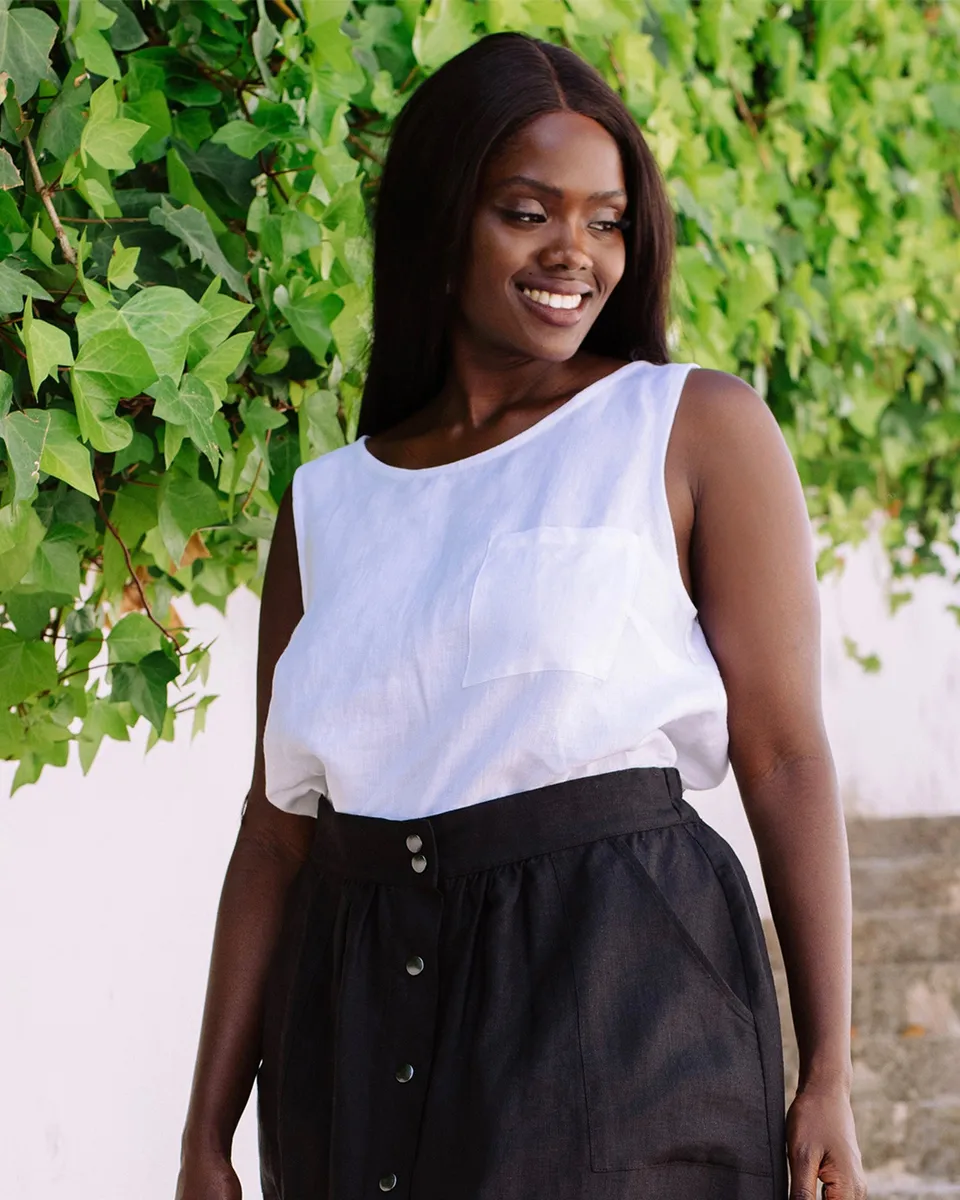 Sleeveless linen top SILAY in White 9