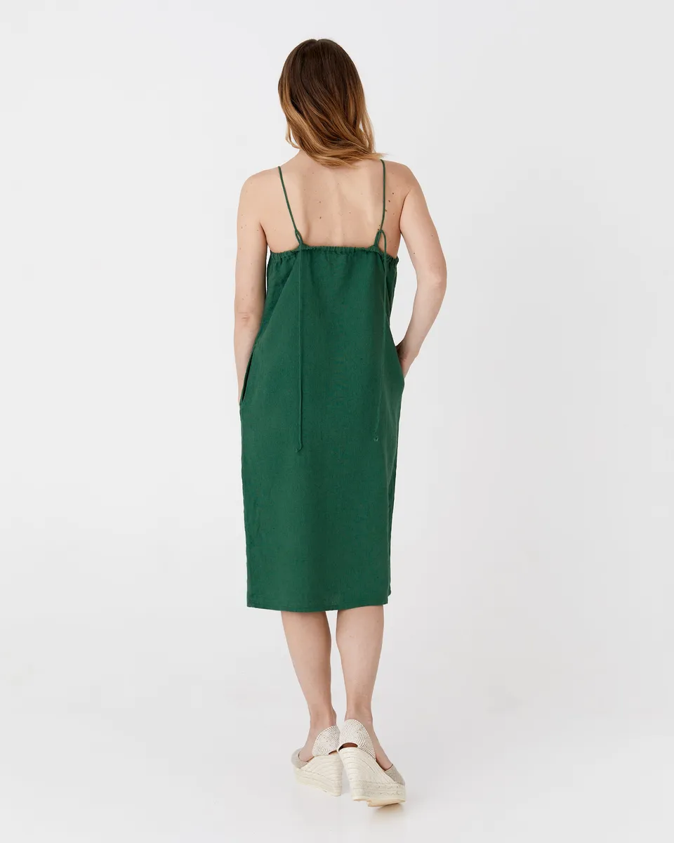 Slip linen dress MARFA in Green 3