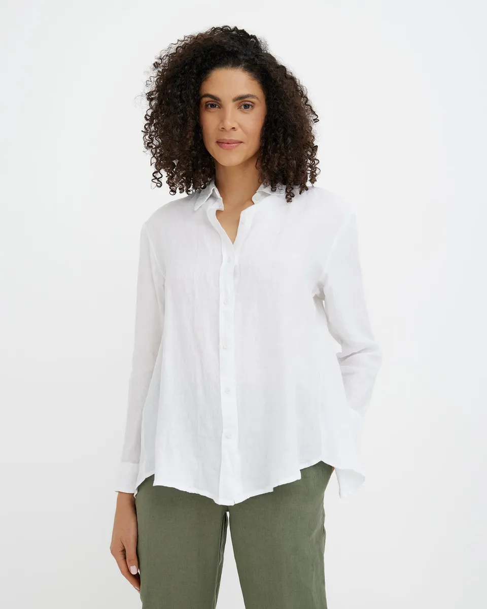 Split back Linen Shirt NEW YORK in White 2