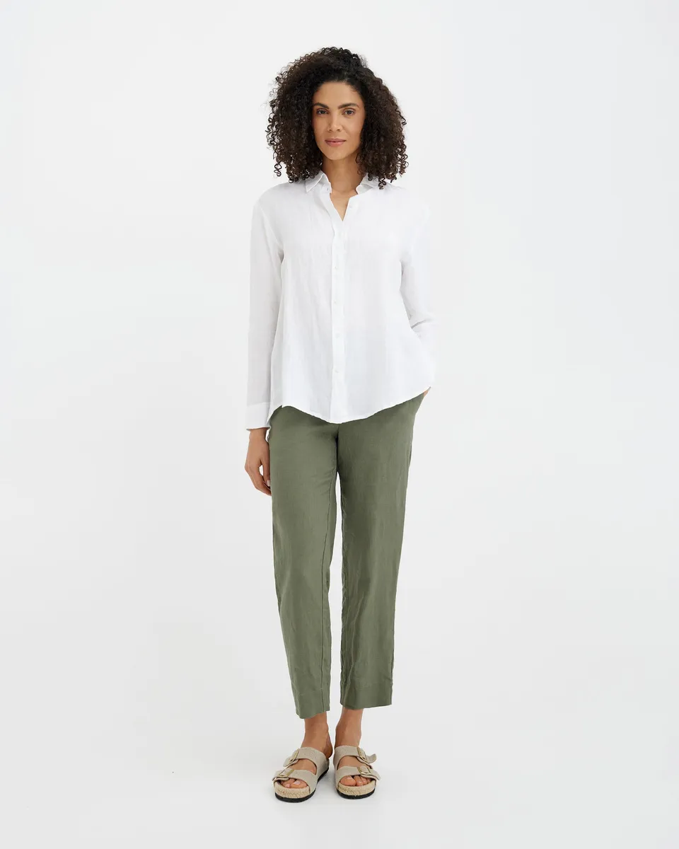 Split back Linen Shirt NEW YORK in White 3