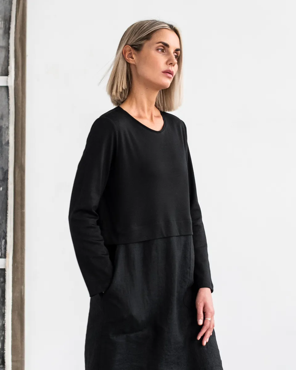 Straight cut linen-cotton dress SION 2