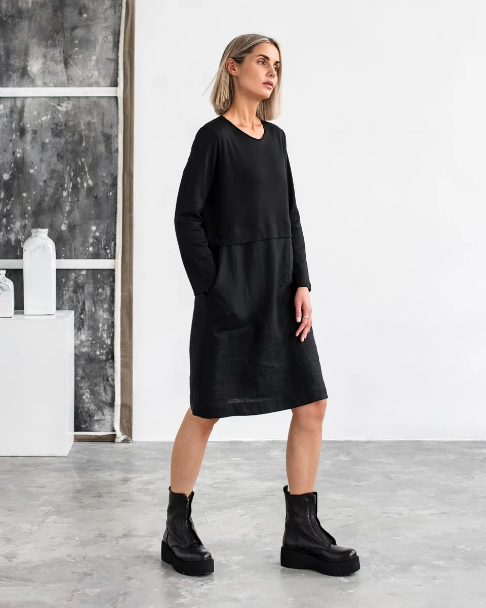 Straight cut linen-cotton dress SION 4