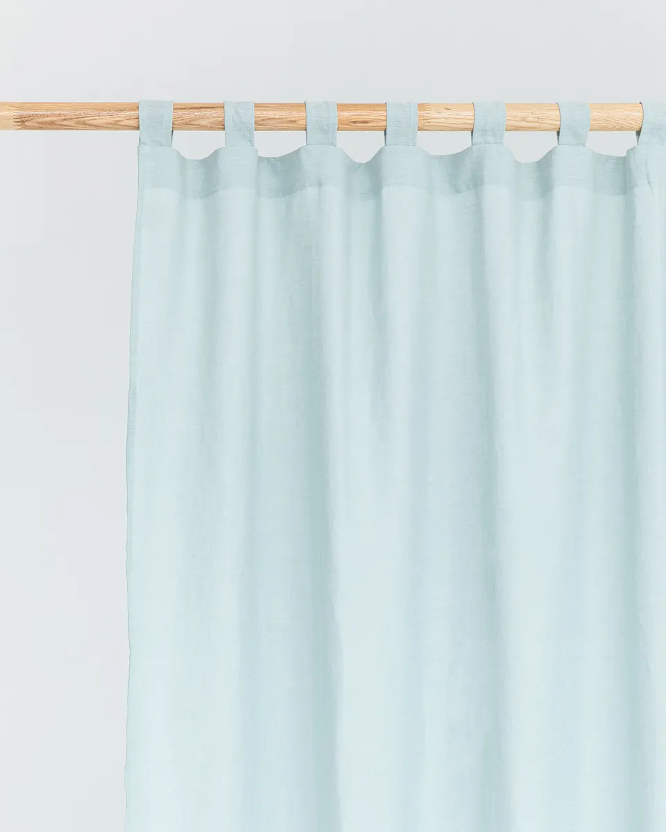 Tab top linen curtain panel (1 pcs) in Dusty blue