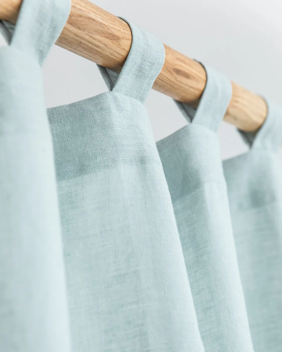Tab top linen curtain panel (1 pcs) in Dusty blue 2