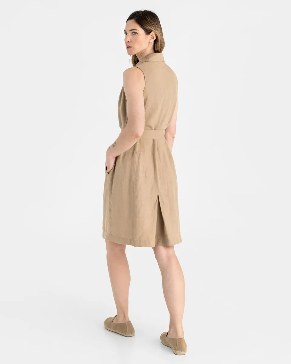 Trench linen dress LISBON in Wheat 2