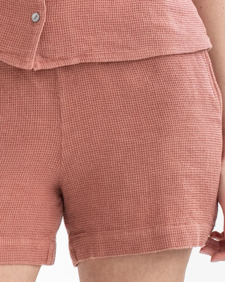 Waffle shorts CHINON in Burnt sienna 2