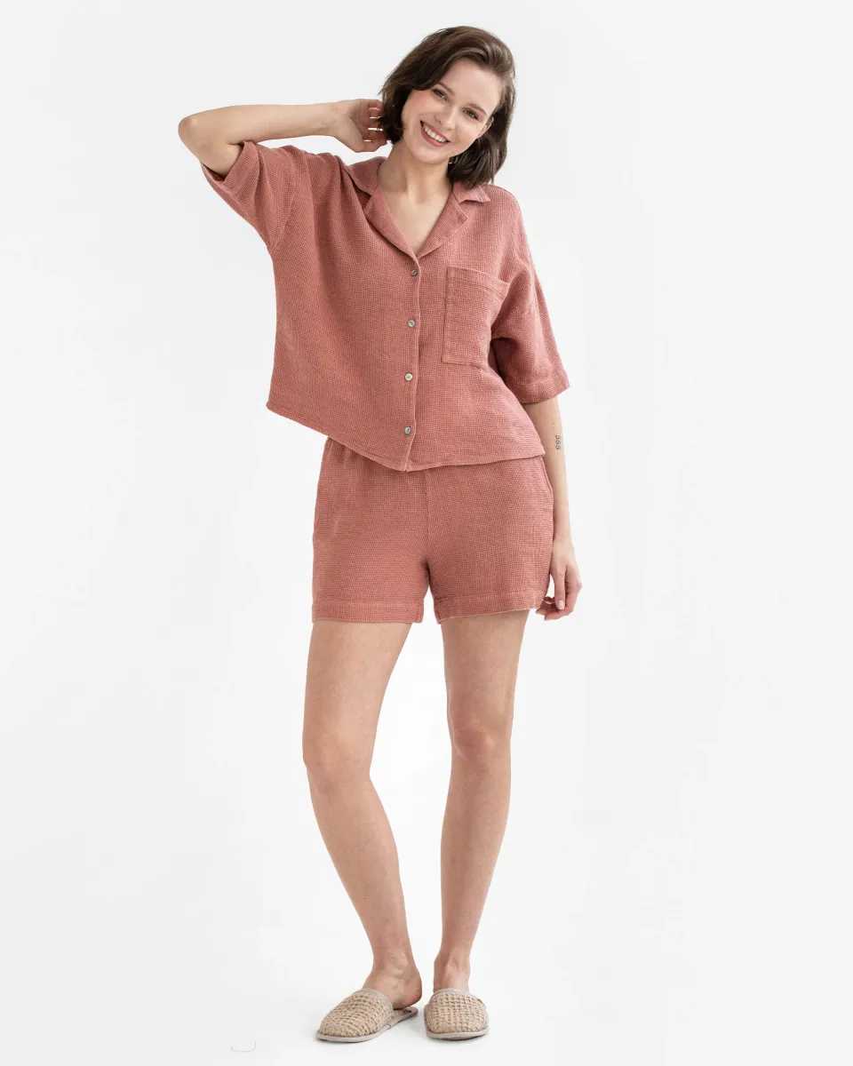 Waffle shorts CHINON in Burnt sienna 5