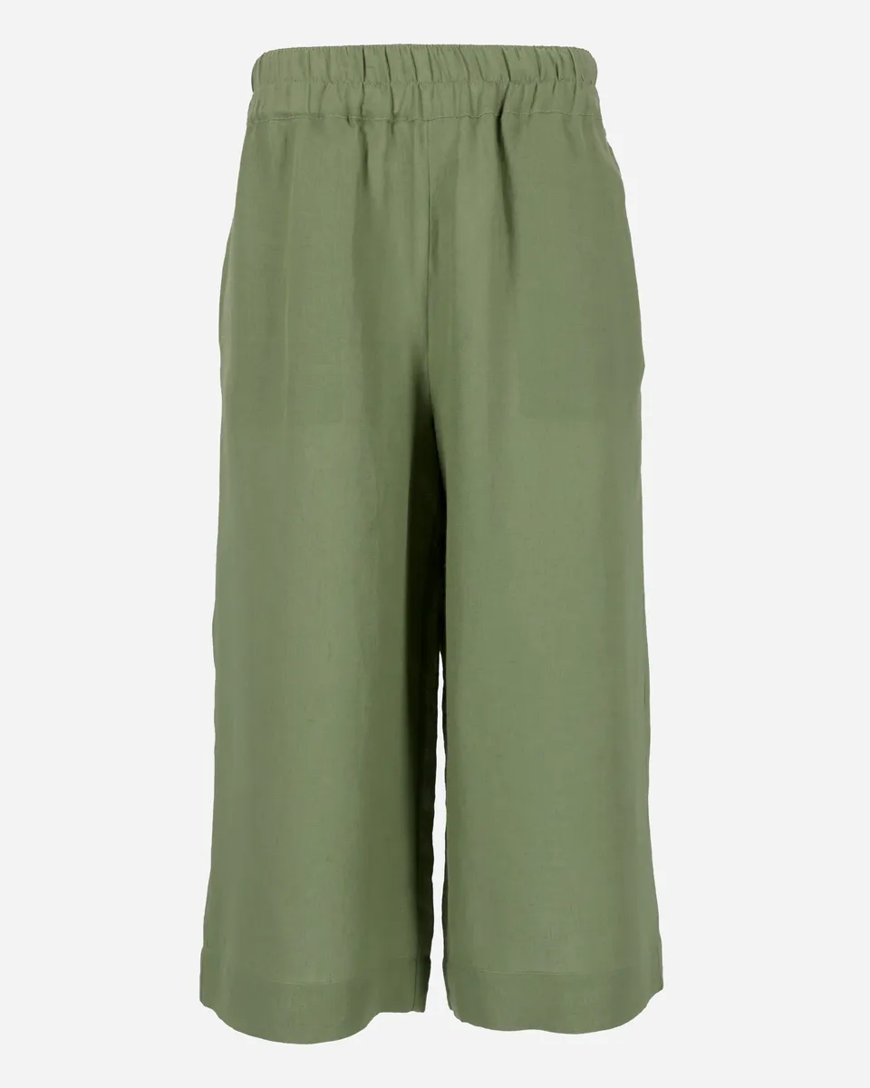Wide leg linen culotte pants BRUNY in Forest green 6