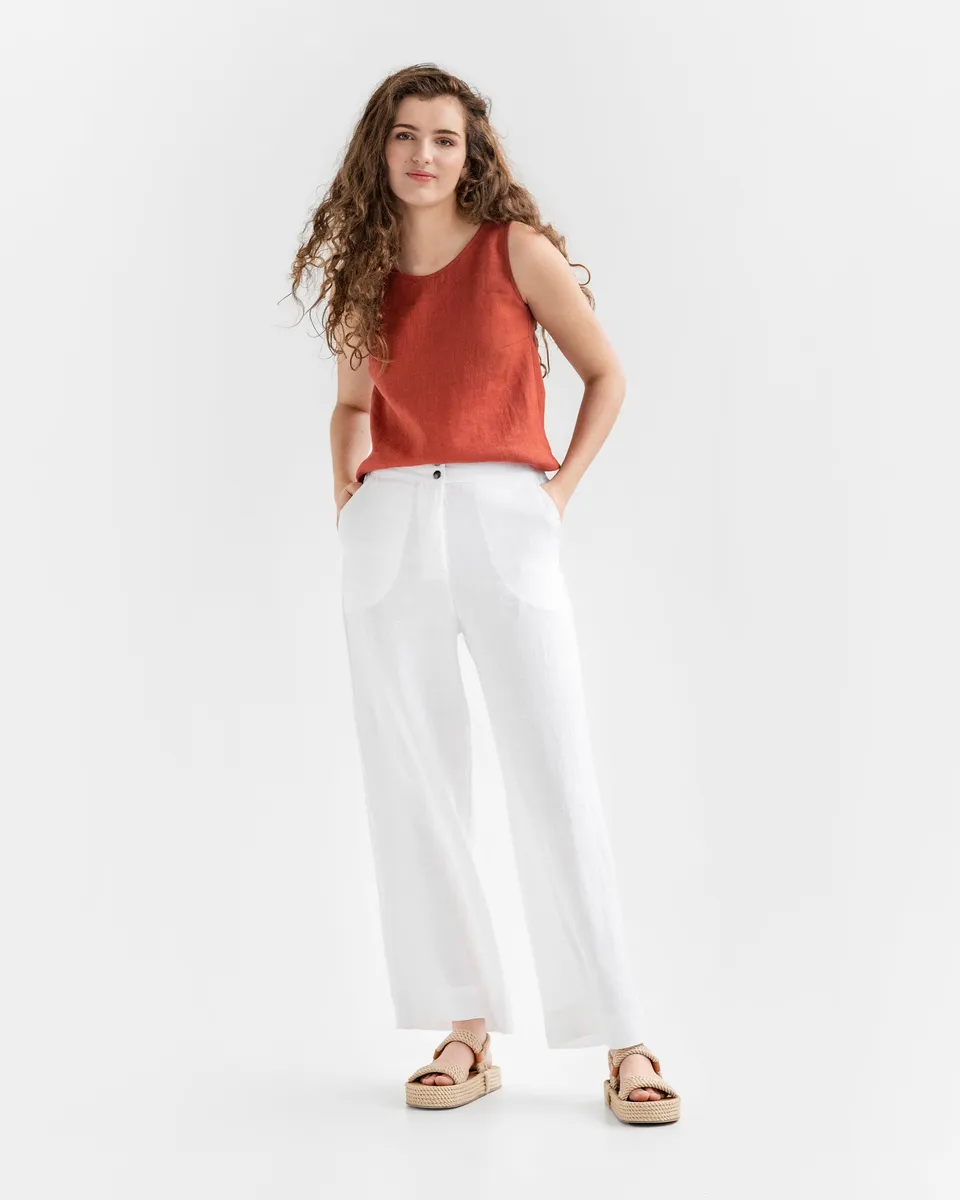 Wide linen pants BANFF in White