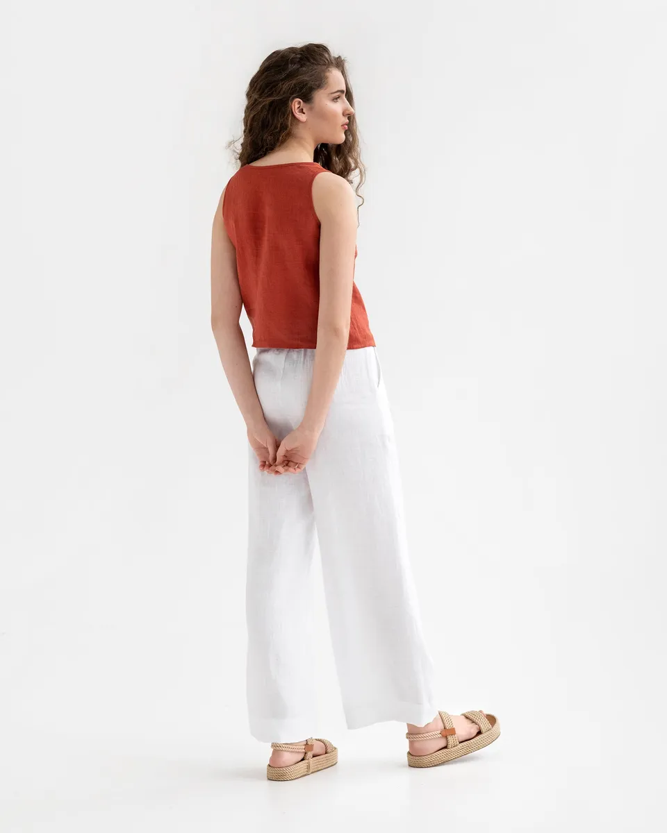 Wide linen pants BANFF in White 3