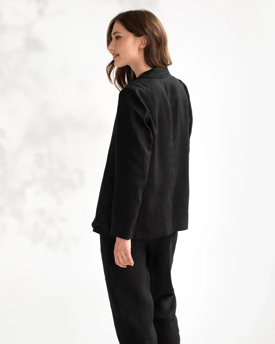 Women's linen blazer PLACID in Black 3
