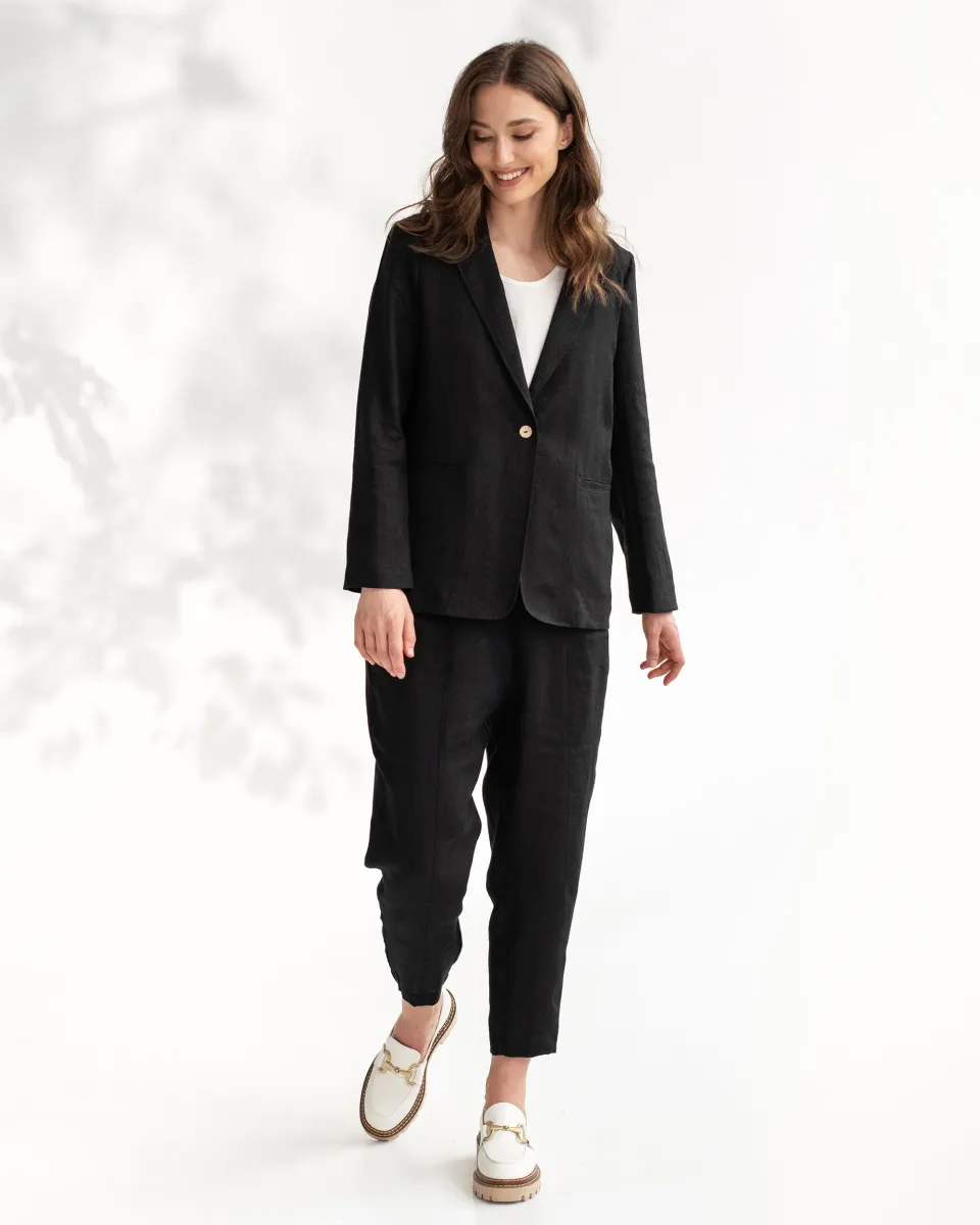 Women's linen blazer PLACID in Black 4