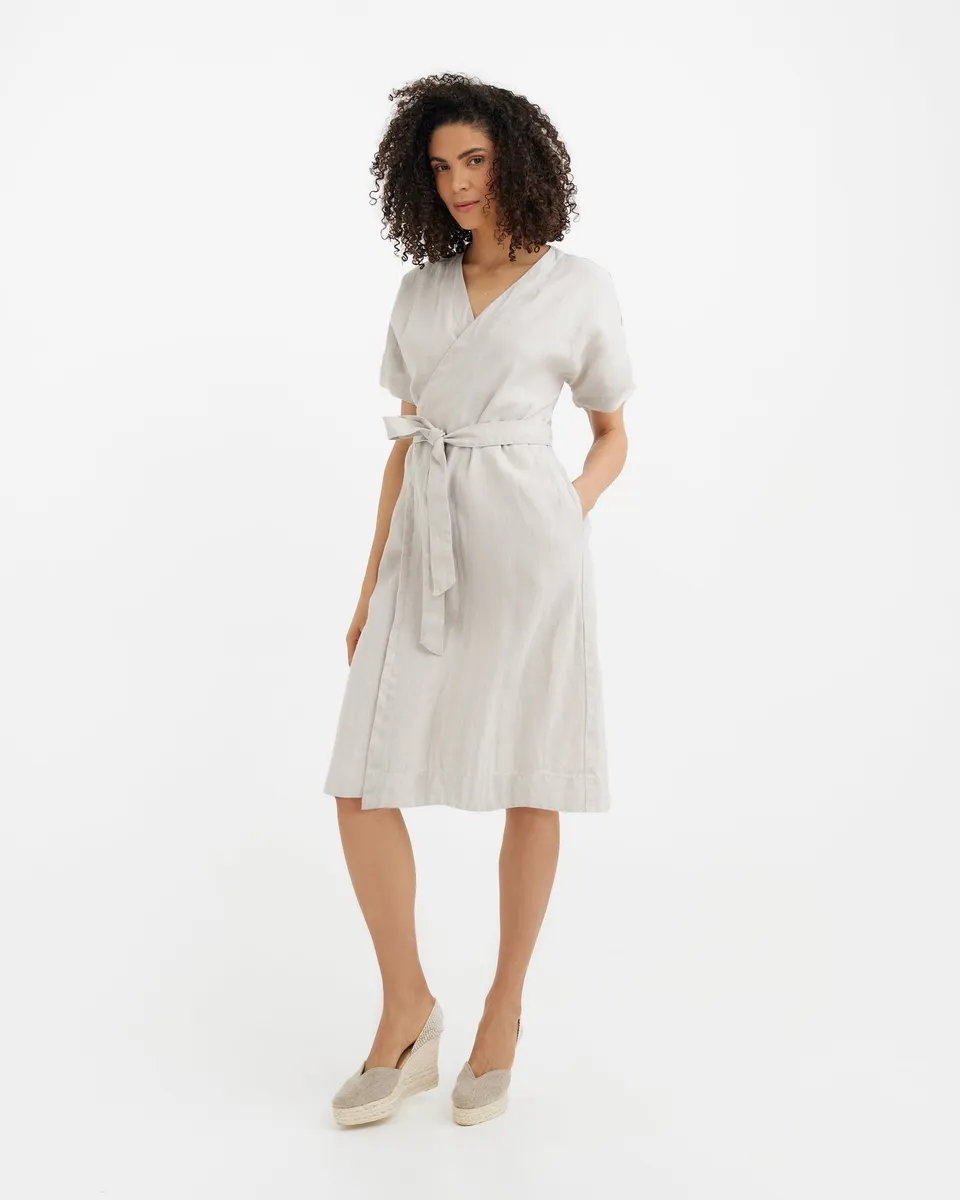 Wrap Linen Dress PADAR in Natural flax 2