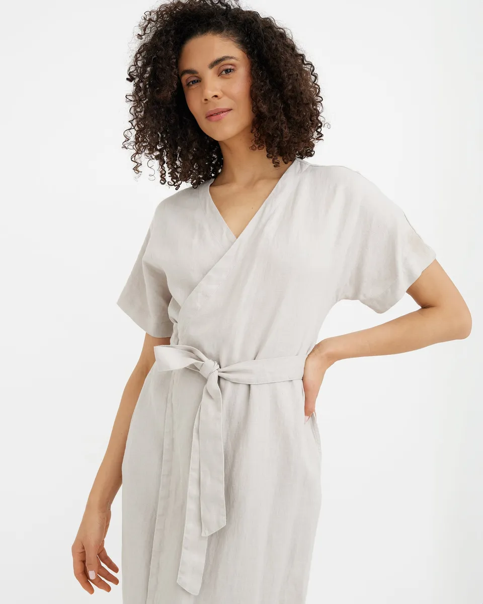 Wrap Linen Dress PADAR in Natural flax 3