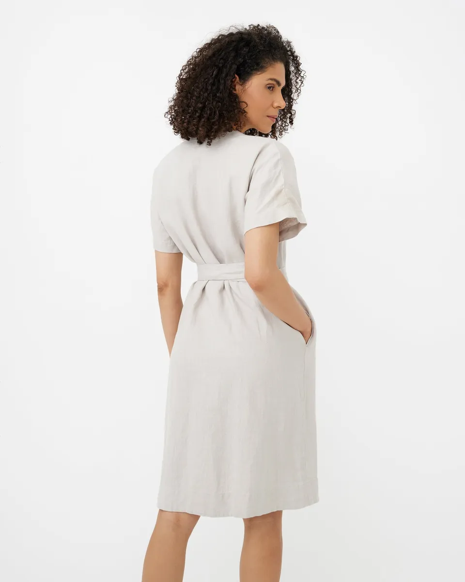 Wrap Linen Dress PADAR in Natural flax 4