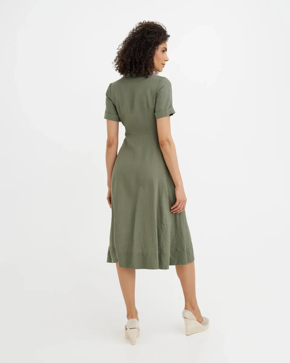 Wrap Linen dress PARIS in Mist green 6