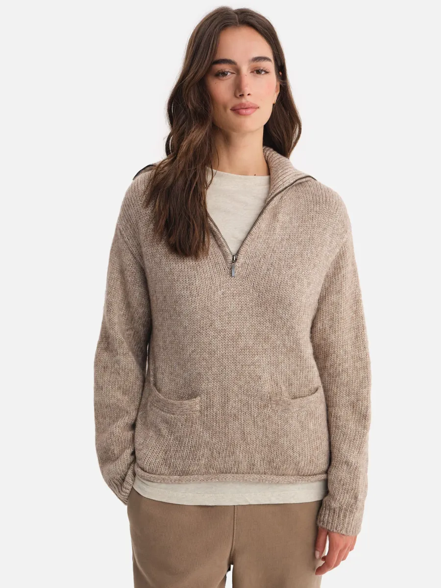Luxe Alpaca Half-Zip Sweater 2