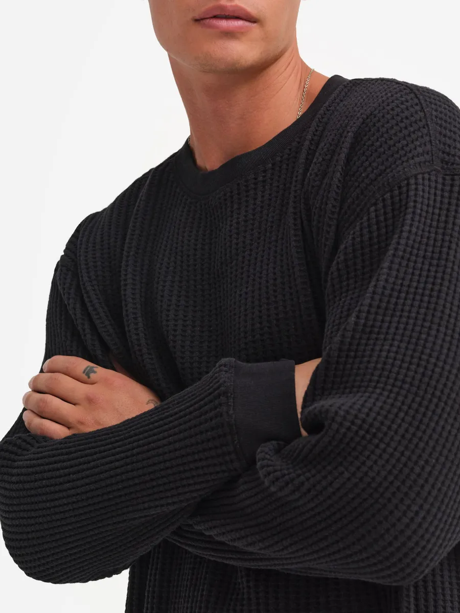 Men's Organic Waffle Crew 3